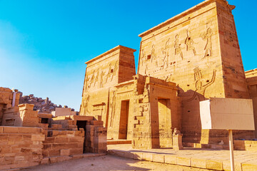Temple of Isis on the island of Philae. Travel and tourist attractions.