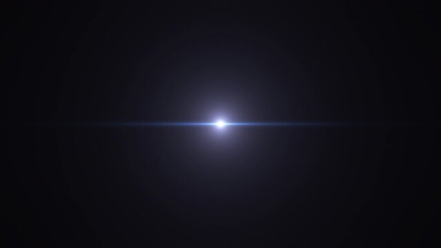 Loop center flickering blue star rays lights optical lens flares shine long arm animation art on black abstract background. Isolated alpha channel Quicktime Proress444