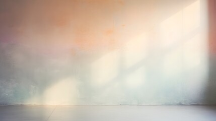 Painting of light reflection on empty wall. Watercolor pastel colors aesthetic minimalism background with neutral style. Empty wall with color gradients as elegant and simple backdrop - obrazy, fototapety, plakaty