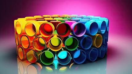 image of abstract multi colored cylinders. Cloud computing technology and innovation concept. 3D abstract composition
