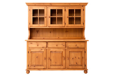 Wood Buffet and Hutch Isolated on Transparent Background. Ai