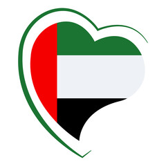 Flag of UAE  in the shape of a heart. Illustration
