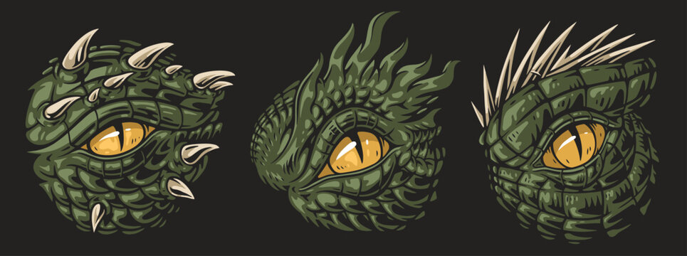 Dagon eyes set labels colorful