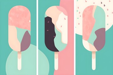 a collage of images of ice cream on a stick