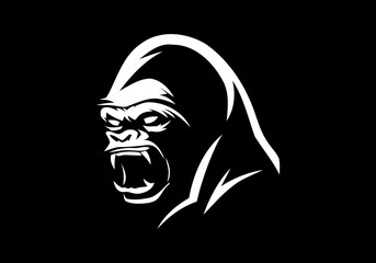 angry, animal, ape, boss, bow tie, cigar, cigarette, club, fitness, gaming, gorilla, gorilla head, gym, icon, illustration, King Kong, logo, mascot, monkey, muscle, pipe, power, silverback, smoke,