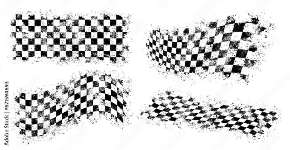 Canvas Prints racing flags monochrome set emblems