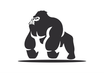 angry, animal, ape, boss, bow tie, cigar, cigarette, club, fitness, gaming, gorilla, gorilla head, gym, icon, illustration, King Kong, logo, mascot, monkey, muscle, pipe, power, silverback, smoke,