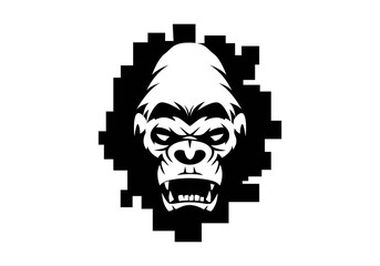 angry, animal, ape, boss, bow tie, cigar, cigarette, club, fitness, gaming, gorilla, gorilla head, gym, icon, illustration, King Kong, logo, mascot, monkey, muscle, pipe, power, silverback, smoke,