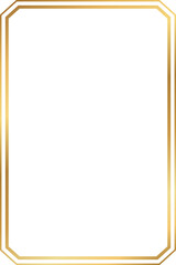 Luxury vintage gold ornamental border, double line decorative frame ,4:6 or 2:3 aspect ratio, template for card, invitation, wedding, menu, png isolated on transparent background.