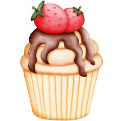 chocolate cupcake with strawberry