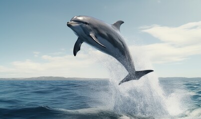 Fototapeta premium Dolphins jumping out of the water. Nature background