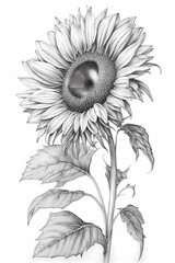Detailed Sunflower Flower Coloring Page - Botanical Sketch for Artistic Delight