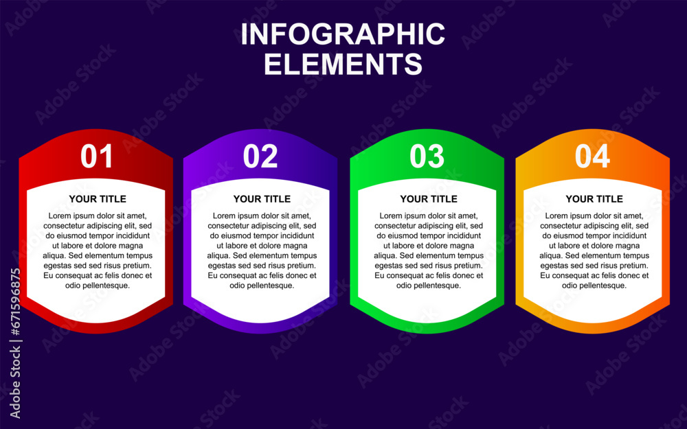 Poster infographic element design with 4 colorful steps for presentation and business. infographic planning