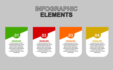 infographic element design with 4 colorful steps for presentation and business. infographic planning design for presentations.
