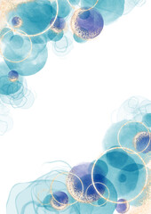 アルコールインクアート風の青い背景素材