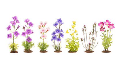 Naklejka na ściany i meble colorful flowers in soil isolated on transparent background cutout