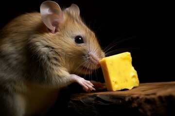 a rodent is gripping a big yellow item near a device. Generative AI