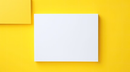 White square on a yellow background. Minimalistic abstract background.

