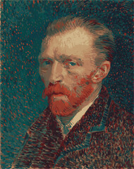 Portrait of Vincent Van Gogh vector in colors Silhouette. (1853-1890) Dutch post-impressionist painter known for 