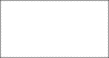 Black outline stroke with dash line frame, minimal border with 15:8 aspect ratio for web, presentation 16:9 work project , png isolate on transparent background.