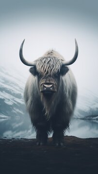 black yak foggy background