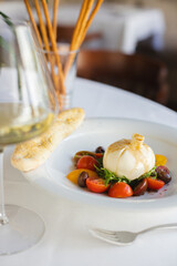 Hearty lunch, beautiful presentation of food in a restaurant, menu, banquet, cooking.