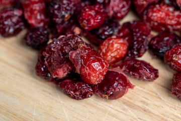Dried red cranberries with sugar syrup