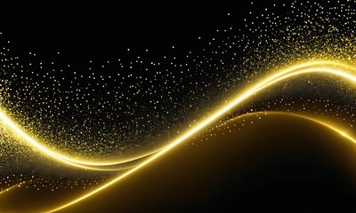 Fototapeta na wymiar Digital gold particles wave and light abstract background 
