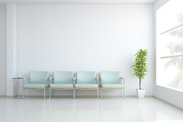 room with chairs and table, waiting room of a doctor - obrazy, fototapety, plakaty