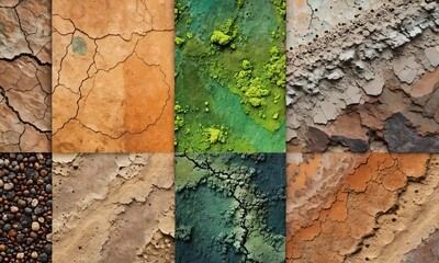 A collage of different natural Earth textures 