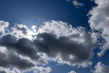 clouds in the blue sky in cloudy windy weather