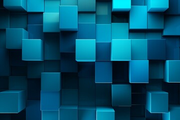 Smooth, azure, angular tiling with modern 3D cubes. Computer-generated background. Generative AI