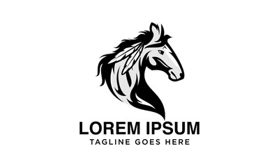 cool and powerful mustang horse logo design