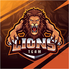 Lion head esport mascot logo design