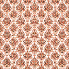 Seamless pattern texture damask ornament with colorful. decorative elements. Hand drawn Vintage background.
