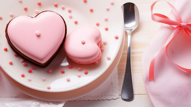 heart shaped cookies on a plate HD 8K wallpaper Stock Photographic Image 