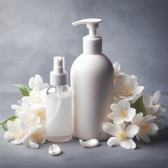 spa still life cosmetic cream and flower cosmetic background
