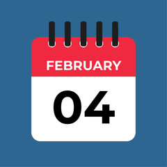 february 4 calendar reminder. 4 february daily calendar icon template. Calendar 4 february icon Design template. Vector illustration