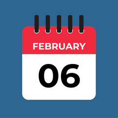 february 6 calendar reminder. 6 february daily calendar icon template. Calendar 6 february icon Design template. Vector illustration
