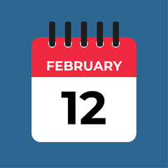 february 12 calendar reminder. 12 february daily calendar icon template. Calendar 12 february icon Design template. Vector illustration