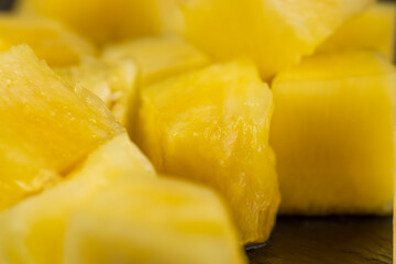Sliced delicious ripe pineapple yellow, close up - Powered by Adobe