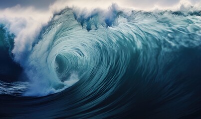 Surfing ocean wave. Blue ocean wave. Nature background. Big ocean waves. - obrazy, fototapety, plakaty