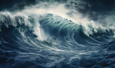 Fototapeta premium Surfing ocean wave. Blue ocean wave. Nature background. Big ocean waves.