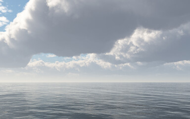 Dunkle Wolken über dem Meer