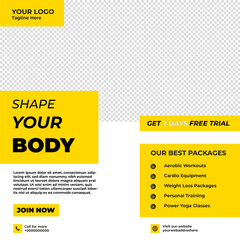 Vector gym fitness promotional banner for social media post