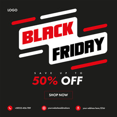 Vector black Friday sales special offer banner template for social media post