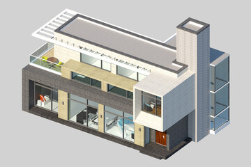 building in the city,  rendering of a modern house
