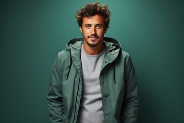 Fototapeta premium 30-Year-Old Man Commanding Attention with Unique Fashion Choices in Dynamic Promotional Imagery.