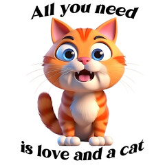 Funny Striped Orange Cat With Big Eyes. Cat Quote Sublimation Design 