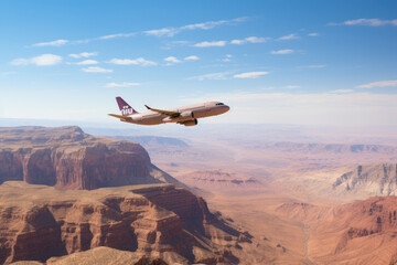 Airbus A321 on a sunny day over Petra Jordan